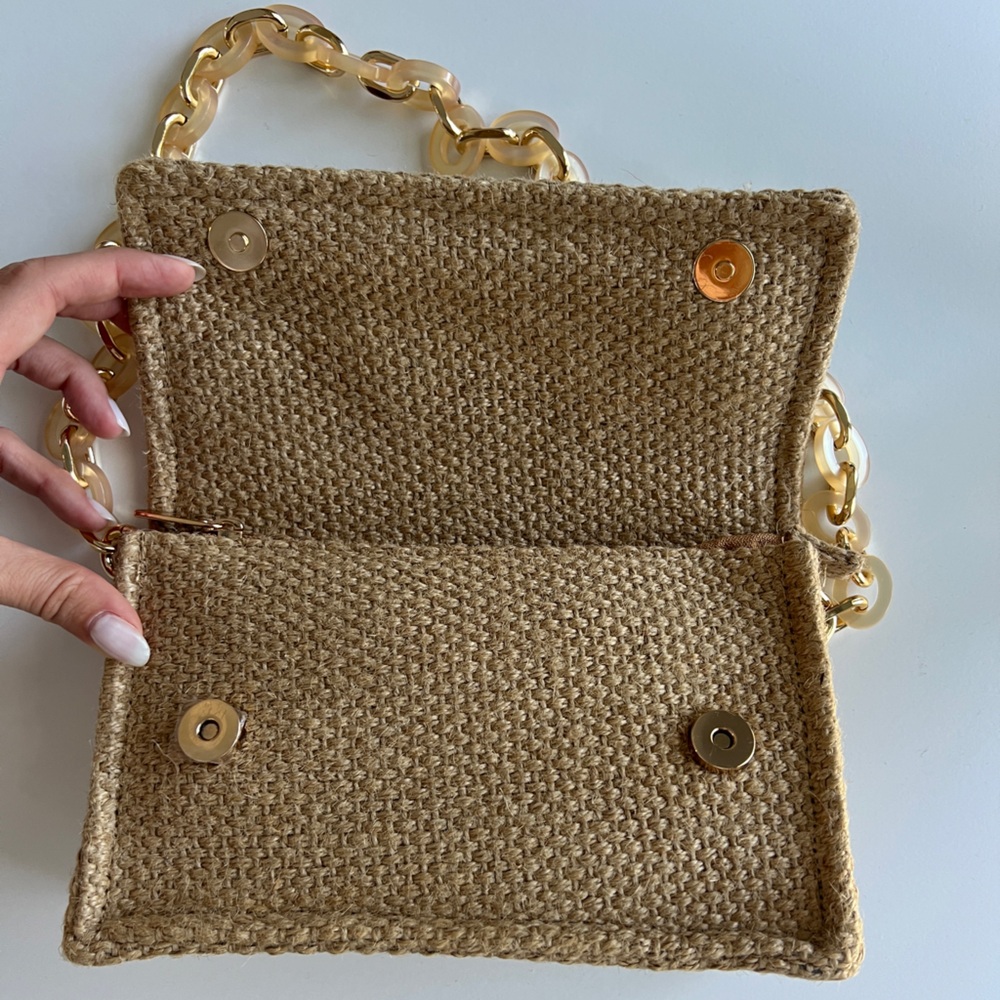 Dior Beige Woven Shoulder Bag with Acrylic Chain - Picture 10 of 16